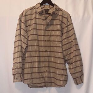 Woolrich Fall Cozy Flannel Long Sleeve Shirt Men’s XL Tan Brown Plaid Outdoors